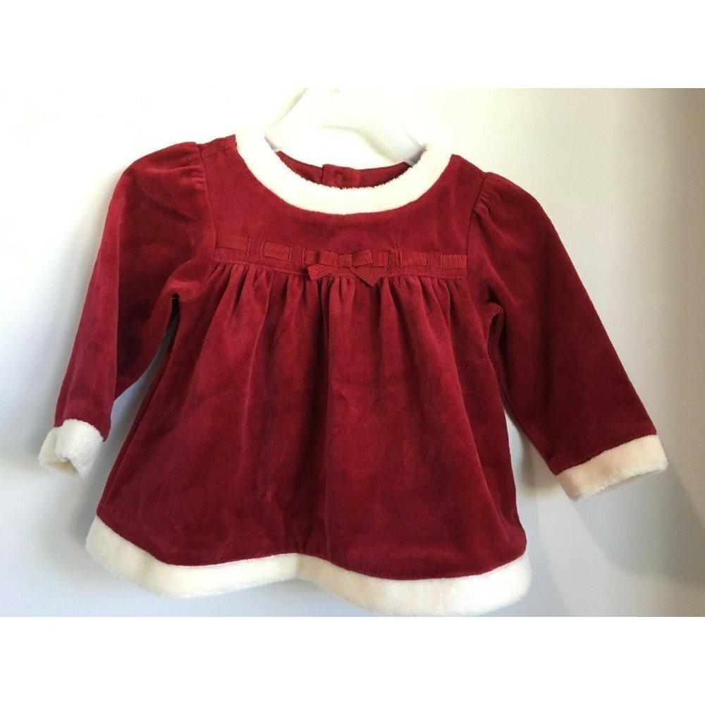 Gymboree Holiday New NWTs Red Velvet Velour Dress w/ bow 6-12 Mths Mos